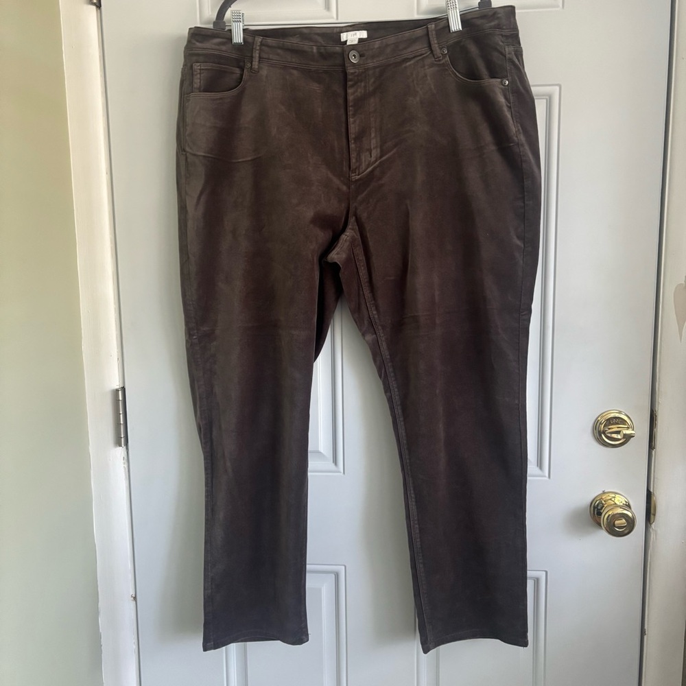 NWT J. Jill Mocha Velveteen Pants, Size 22